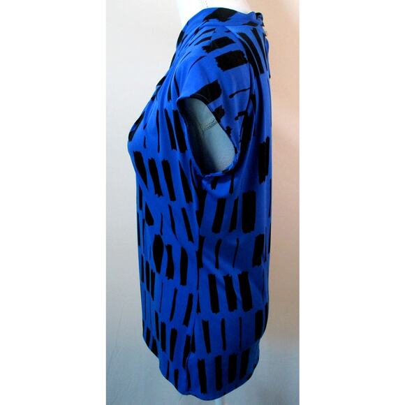 Worthington Women's Cap Sleeve Blue & Black Stretch Shirt Size Large - Picture 4 of 9